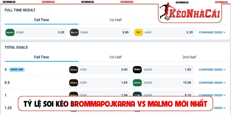 Cập nhật tỷ lệ soi kèo Brommapojkarna vs Malmo mới nhất